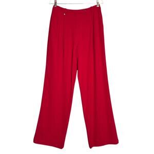 Sonia Rykiel Paris Wide Leg Drapey Pleated Pant FR 40 WAIST 28 Red France